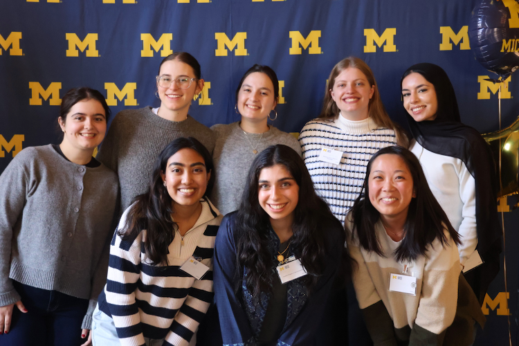 A group of WISE Mentors (student staff) pose together at the Willie Hobbs Moore Awards Ceremony.